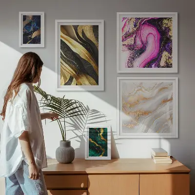 Wanddecoratie met abstracte patronen moderne compositie