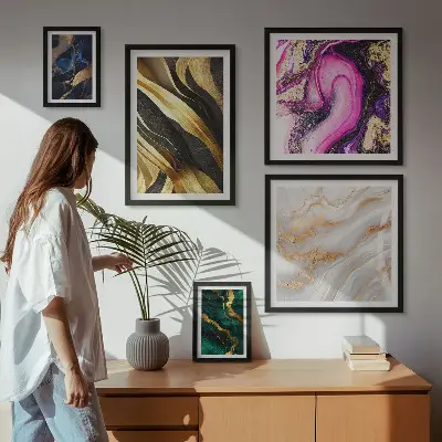 Wanddecoratie met abstracte patronen moderne compositie