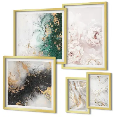 Moderne schilderijen set met bloemaccenten en abstracte elegantie