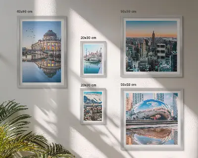 Wanddecoratie compositie stedelijke landschappen met architectuur en natuur