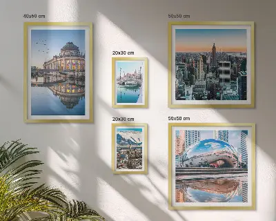 Wanddecoratie compositie stedelijke landschappen met architectuur en natuur