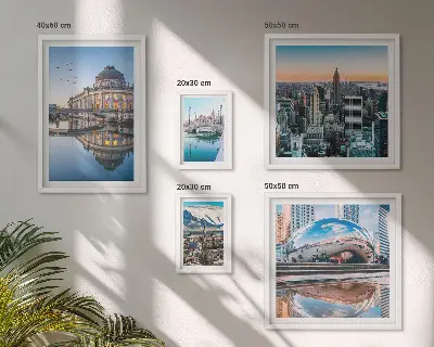 Wanddecoratie compositie stedelijke landschappen met architectuur en natuur