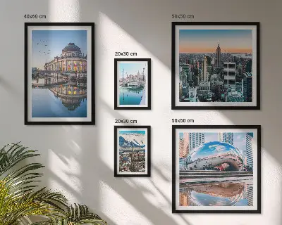 Wanddecoratie compositie stedelijke landschappen met architectuur en natuur