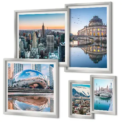 Wanddecoratie compositie stedelijke landschappen met architectuur en natuur