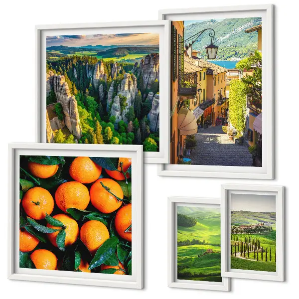 Set van moderne schilderijen met charmante landelijke landschappen