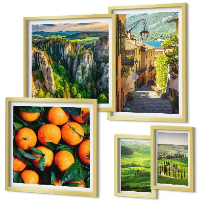 Set van moderne schilderijen met charmante landelijke landschappen