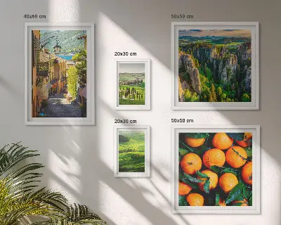 Set van moderne schilderijen met charmante landelijke landschappen