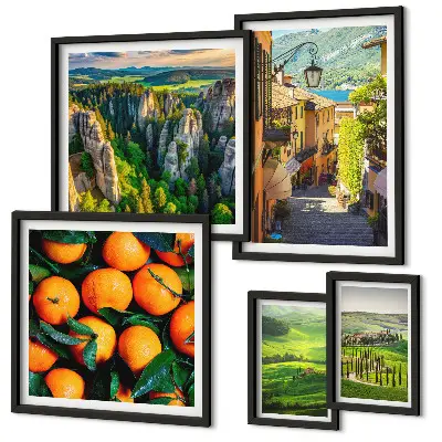 Set van moderne schilderijen met charmante landelijke landschappen