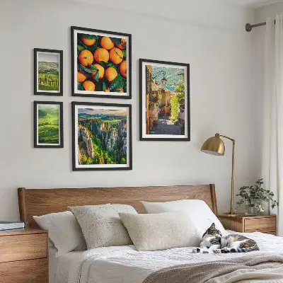 Set van moderne schilderijen met charmante landelijke landschappen