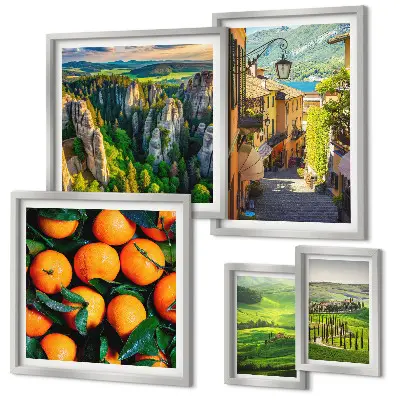 Set van moderne schilderijen met charmante landelijke landschappen
