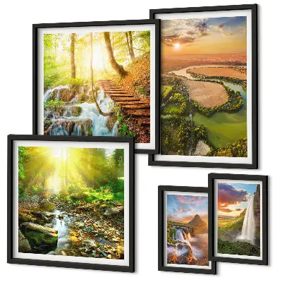 Galerijmuur landschappen watervallen en valleien