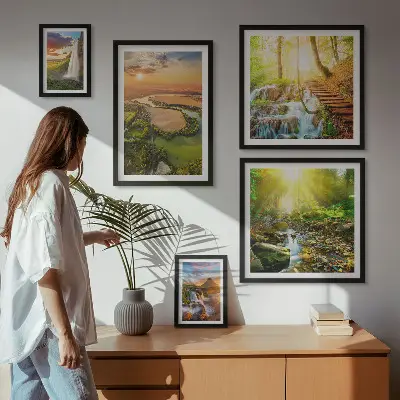 Galerijmuur landschappen watervallen en valleien