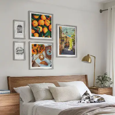Wanddecoratie compositie Uitzicht vanaf het café op de straten