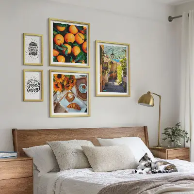 Wanddecoratie compositie Uitzicht vanaf het café op de straten
