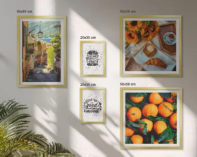 Wanddecoratie compositie Uitzicht vanaf het café op de straten