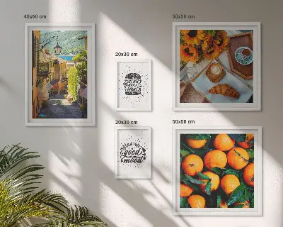 Wanddecoratie compositie Uitzicht vanaf het café op de straten
