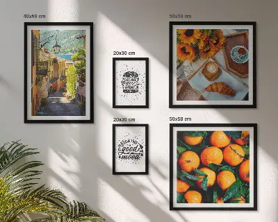 Wanddecoratie compositie Uitzicht vanaf het café op de straten