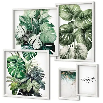 Moderne schilderijen set met plantmotieven