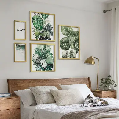 Moderne schilderijen set met plantmotieven