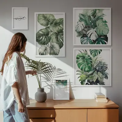 Moderne schilderijen set met plantmotieven