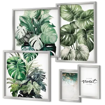 Moderne schilderijen set met plantmotieven