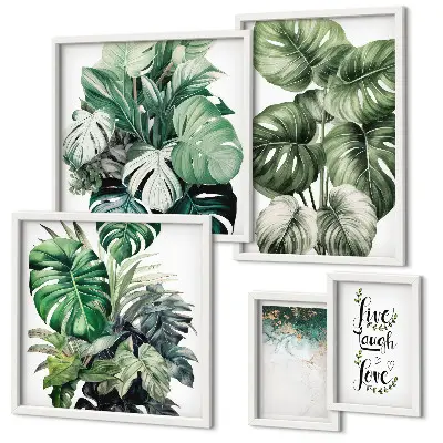Gallery wall met plantmotieven, citaten en abstracte kunst