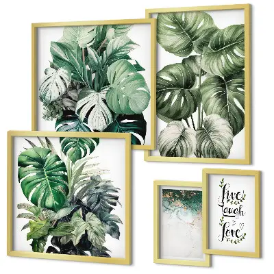 Gallery wall met plantmotieven, citaten en abstracte kunst
