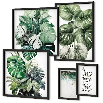 Gallery wall met plantmotieven, citaten en abstracte kunst