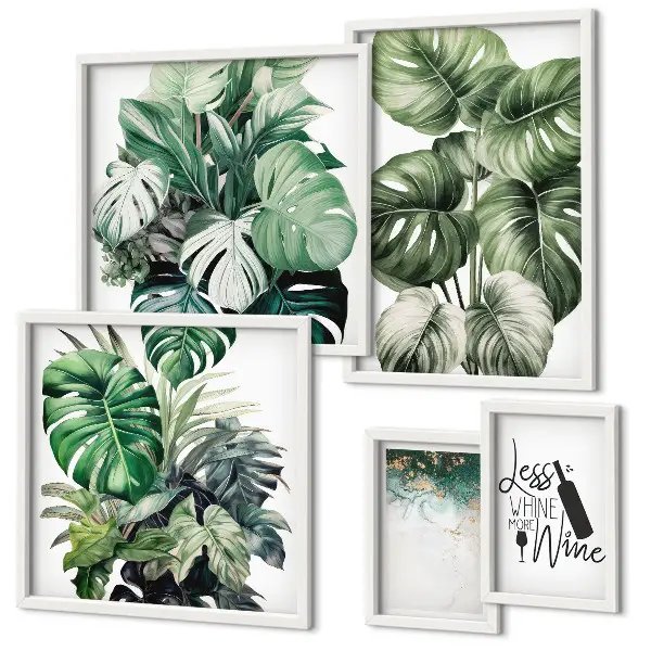 Wanddecoratie compositie met abstracte citaten over planten