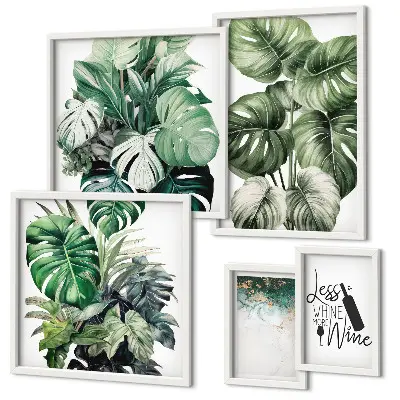 Wanddecoratie compositie met abstracte citaten over planten