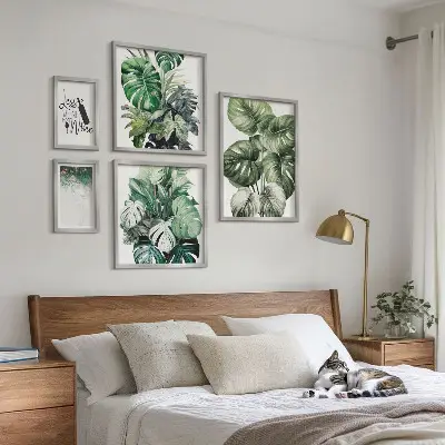 Wanddecoratie compositie met abstracte citaten over planten