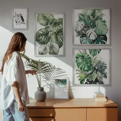 Wanddecoratie compositie met abstracte citaten over planten