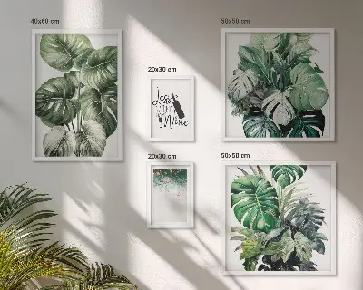 Wanddecoratie compositie met abstracte citaten over planten