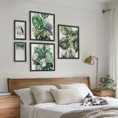 Wanddecoratie compositie met abstracte citaten over planten