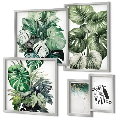 Wanddecoratie compositie met abstracte citaten over planten
