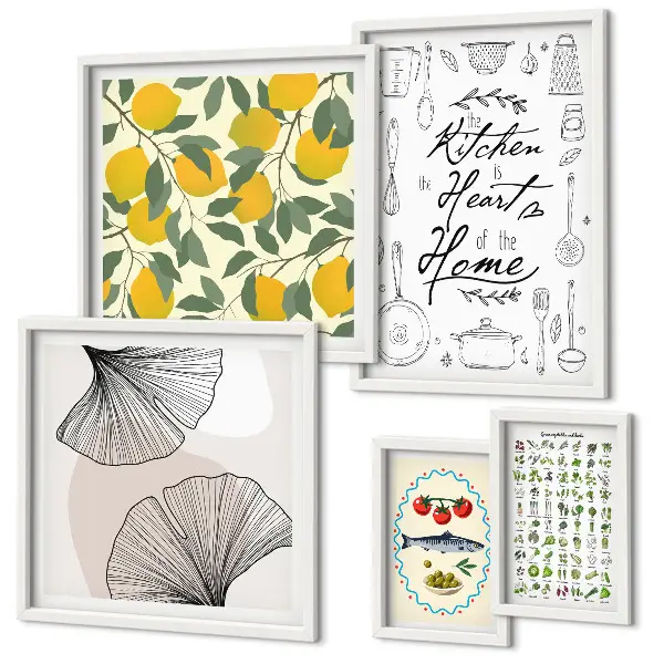 Moderne schilderijen set met stijlvolle keukeninspiratie
