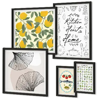 Moderne schilderijen set met stijlvolle keukeninspiratie