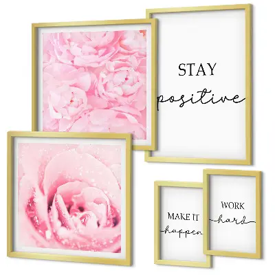 Gallery wall met motiverende citaten over bloemen