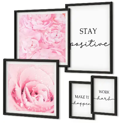 Gallery wall met motiverende citaten over bloemen
