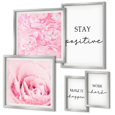 Gallery wall met motiverende citaten over bloemen
