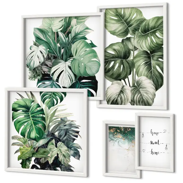 Wanddecoratie compositie met moderne plantmotieven