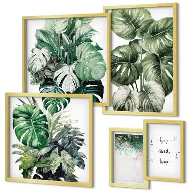 Wanddecoratie compositie met moderne plantmotieven