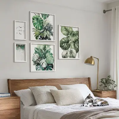 Wanddecoratie compositie met moderne plantmotieven