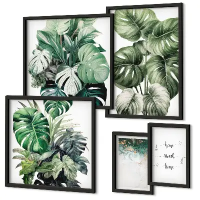 Wanddecoratie compositie met moderne plantmotieven