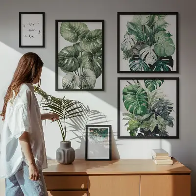 Wanddecoratie compositie met moderne plantmotieven