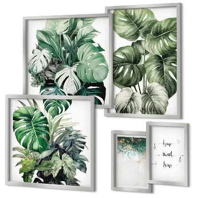 Wanddecoratie compositie met moderne plantmotieven