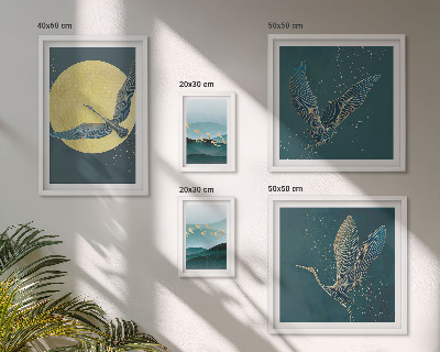 Moderne schilderijen set Landschappen, vogels, nachtelijke hemel
