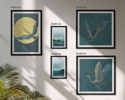 Moderne schilderijen set Landschappen, vogels, nachtelijke hemel