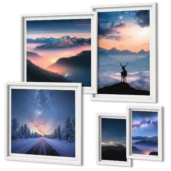 Gallery wall Berglandschappen 's nachts