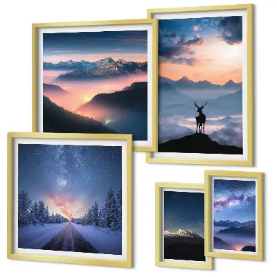 Gallery wall Berglandschappen 's nachts